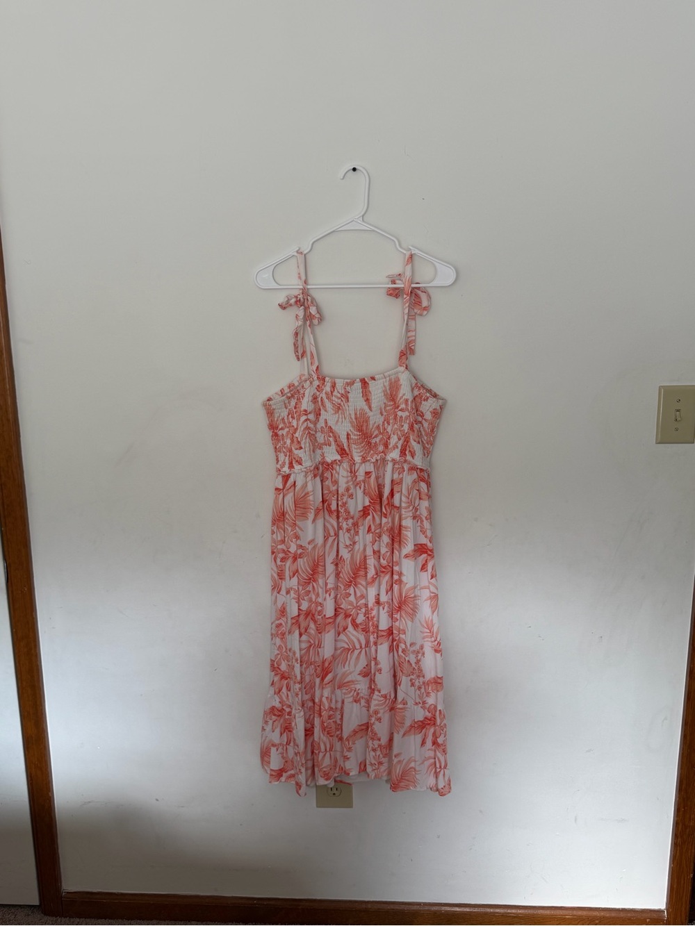 Torrid Coral Tropical Floral Smocked Midi Dress Size 2